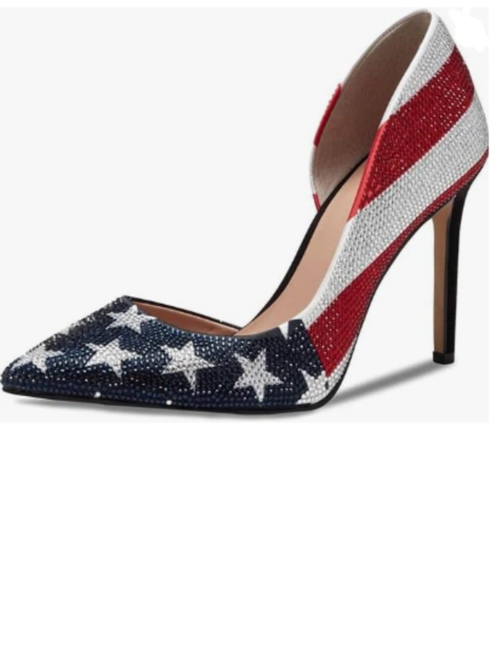 Maiyang National Flag Studded Rhinestones Pointed Toe D'Orsay Pumps Slip on